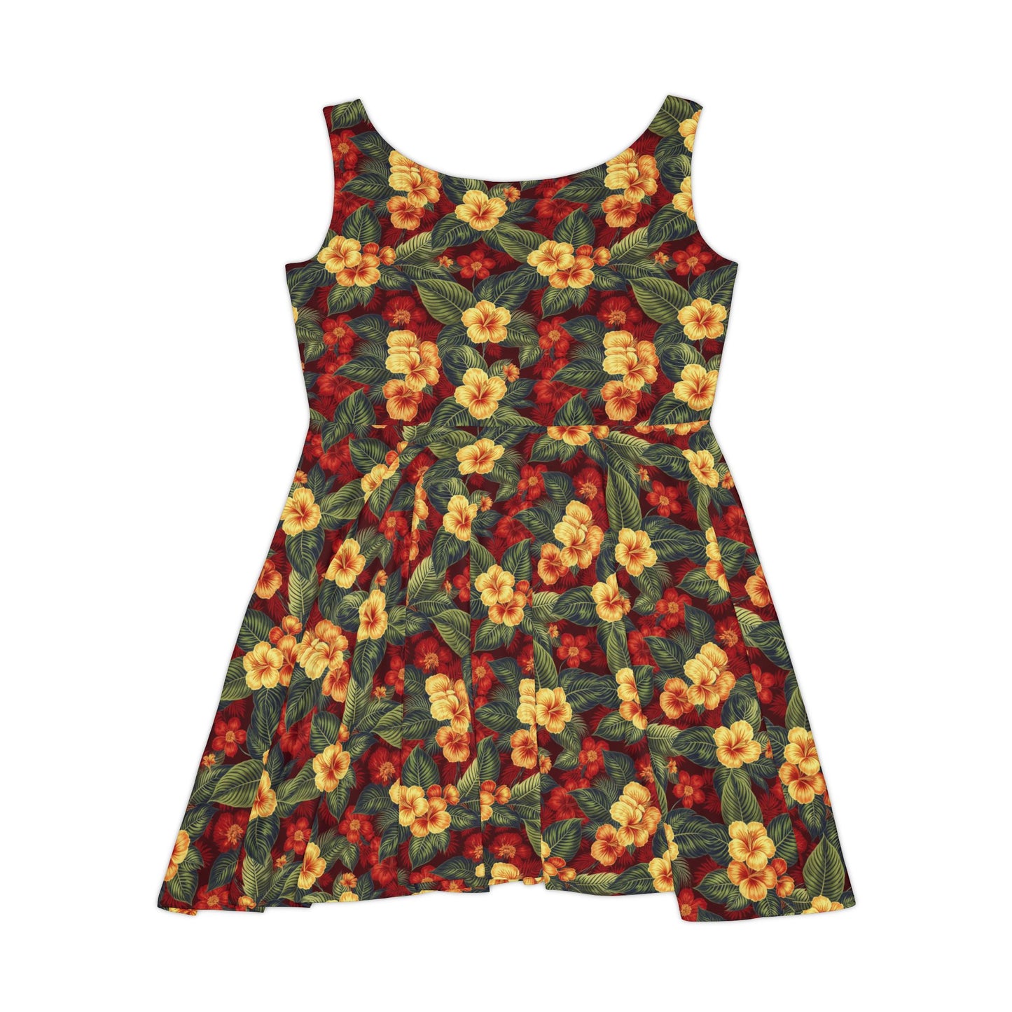 Elwood's Signature Red Hawaiian Floral Print Skater Dress
