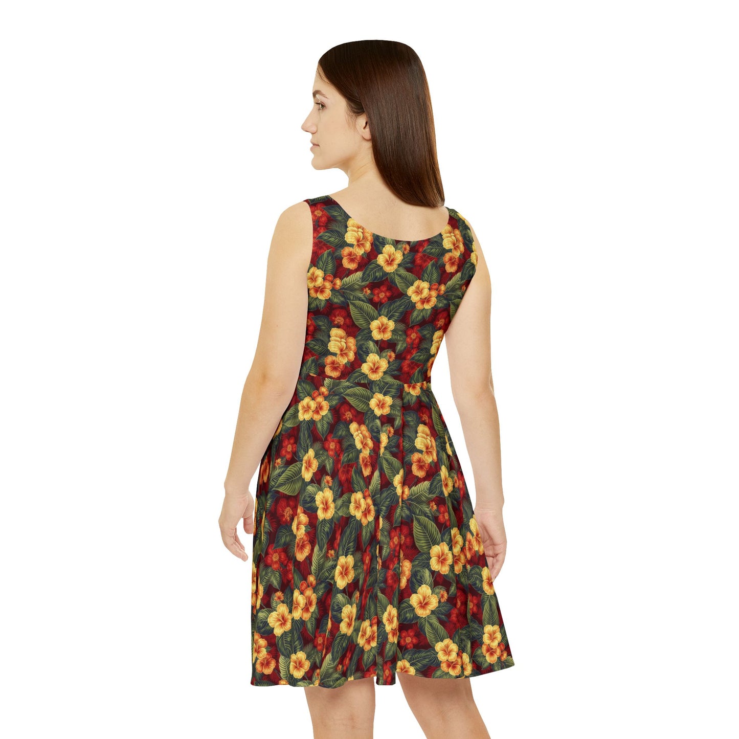 Elwood's Signature Red Hawaiian Floral Print Skater Dress