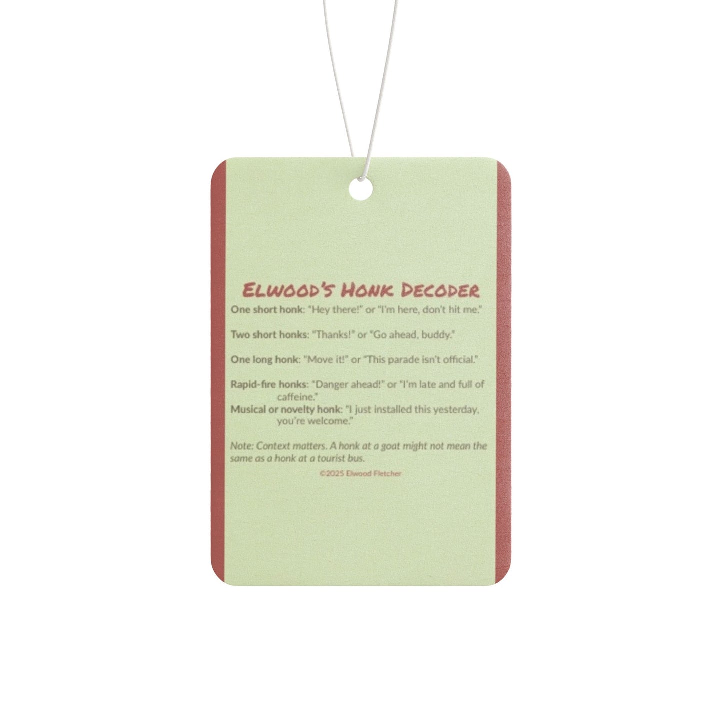 Elwood's Honk Decoder Car Air Freshener