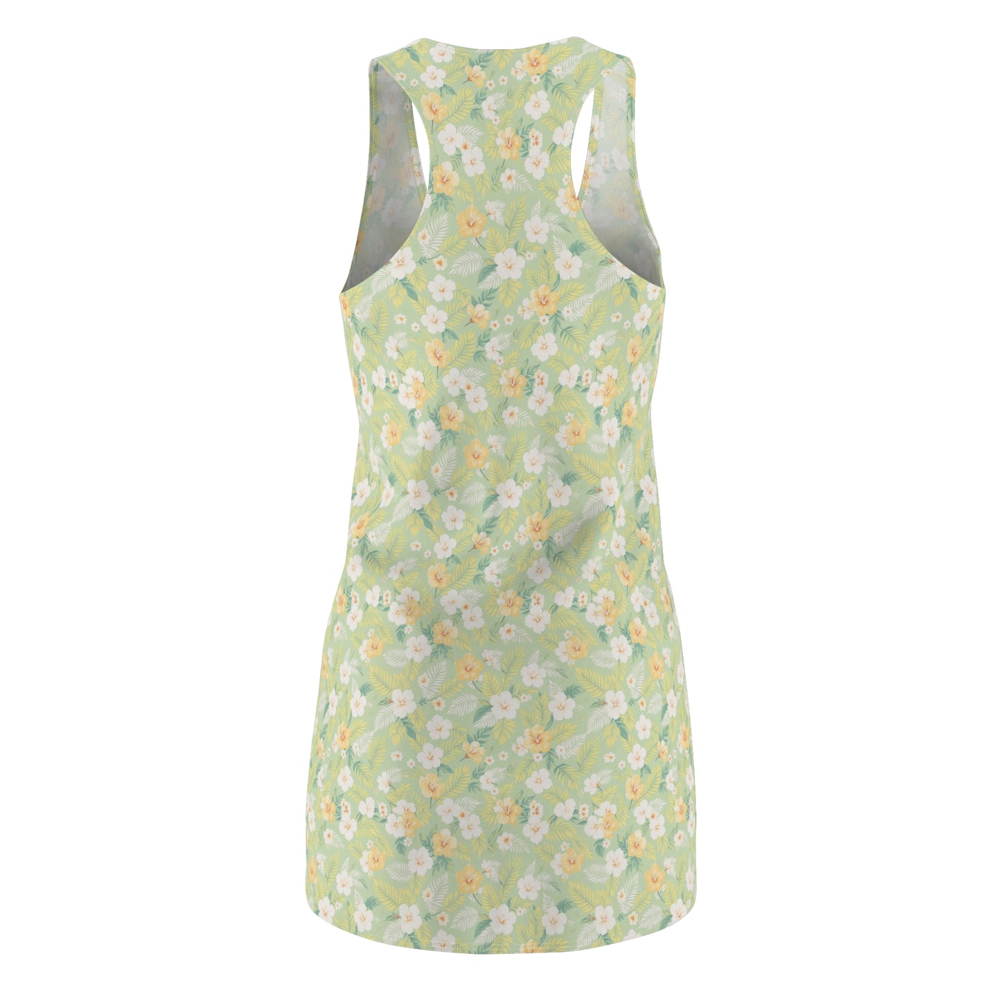 Elwood's Signature Light Green Hawaiian Floral Print Women's Racerback Dress