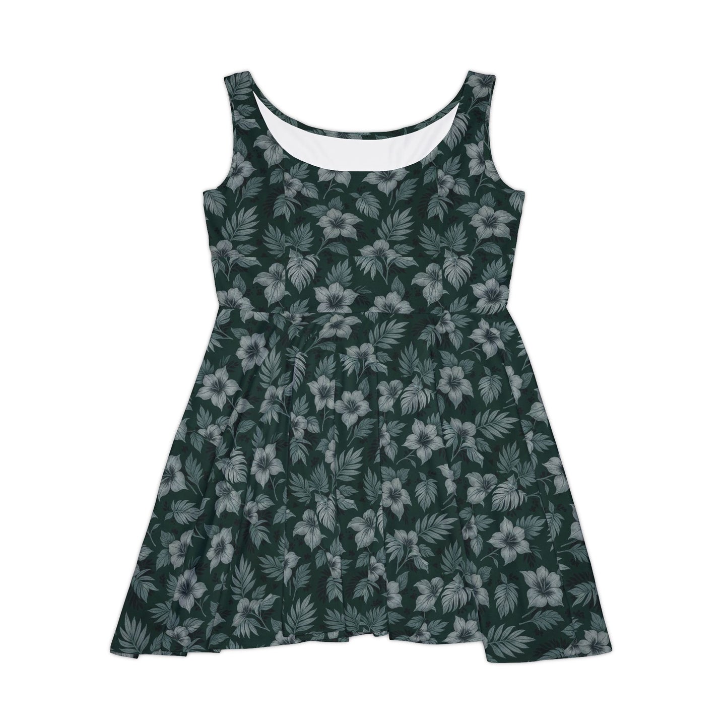 Elwood's Signature Dark Green Hawaiian Floral Skater Dress