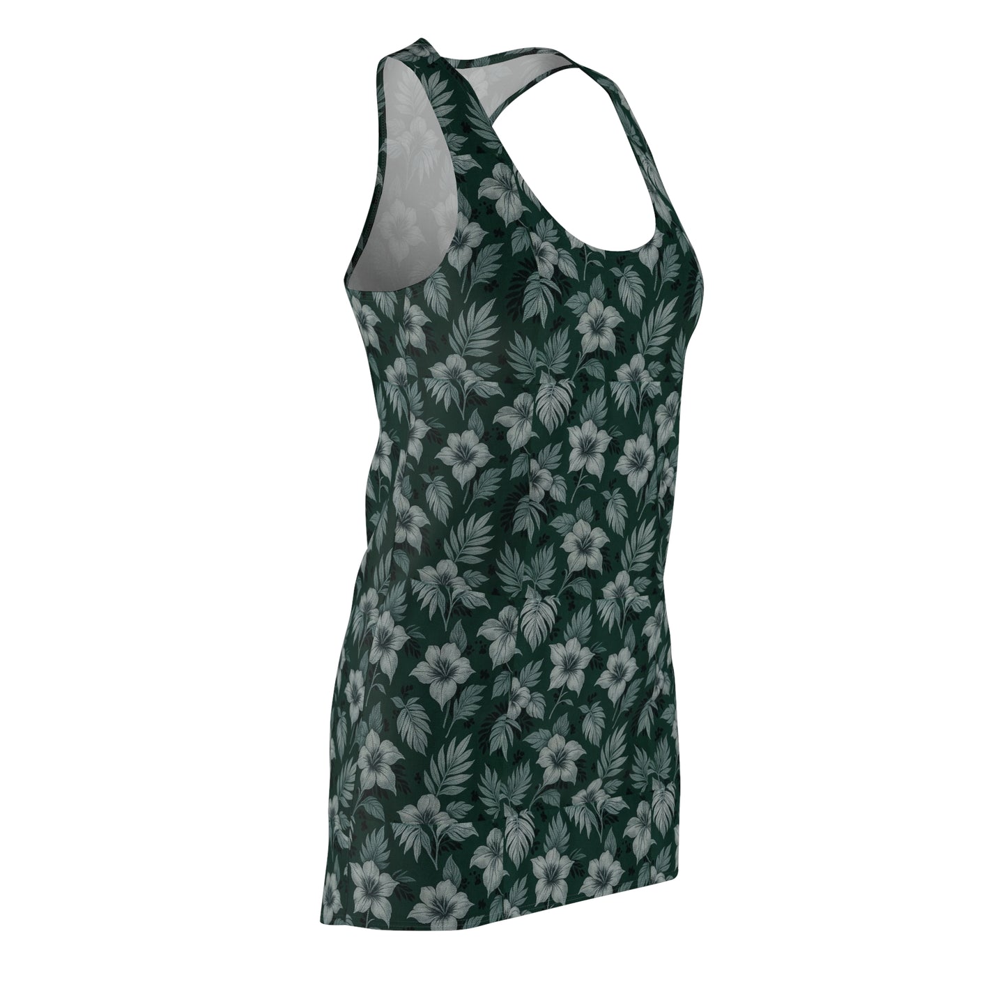 Elwood's Signature Dark Green Hawaiian Floral Racerback Dress for Summer Fun