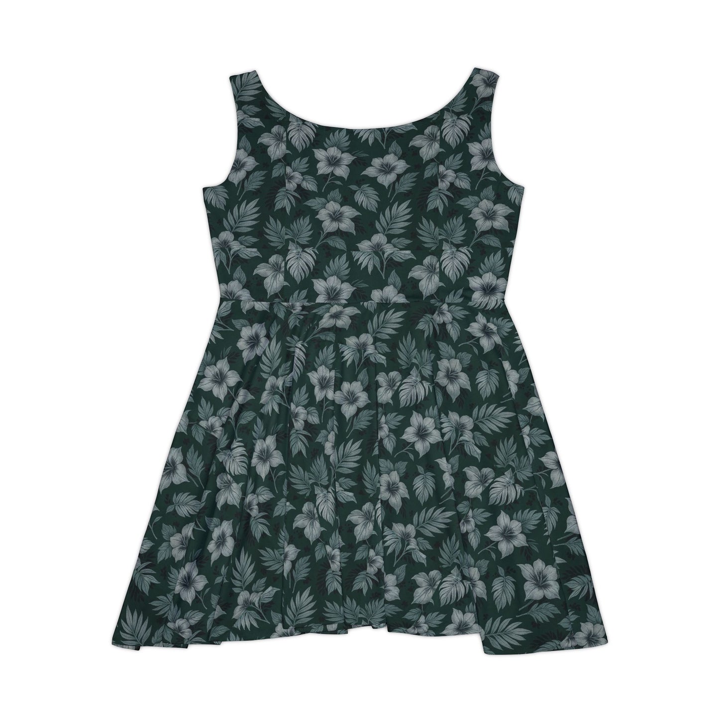 Elwood's Signature Dark Green Hawaiian Floral Skater Dress
