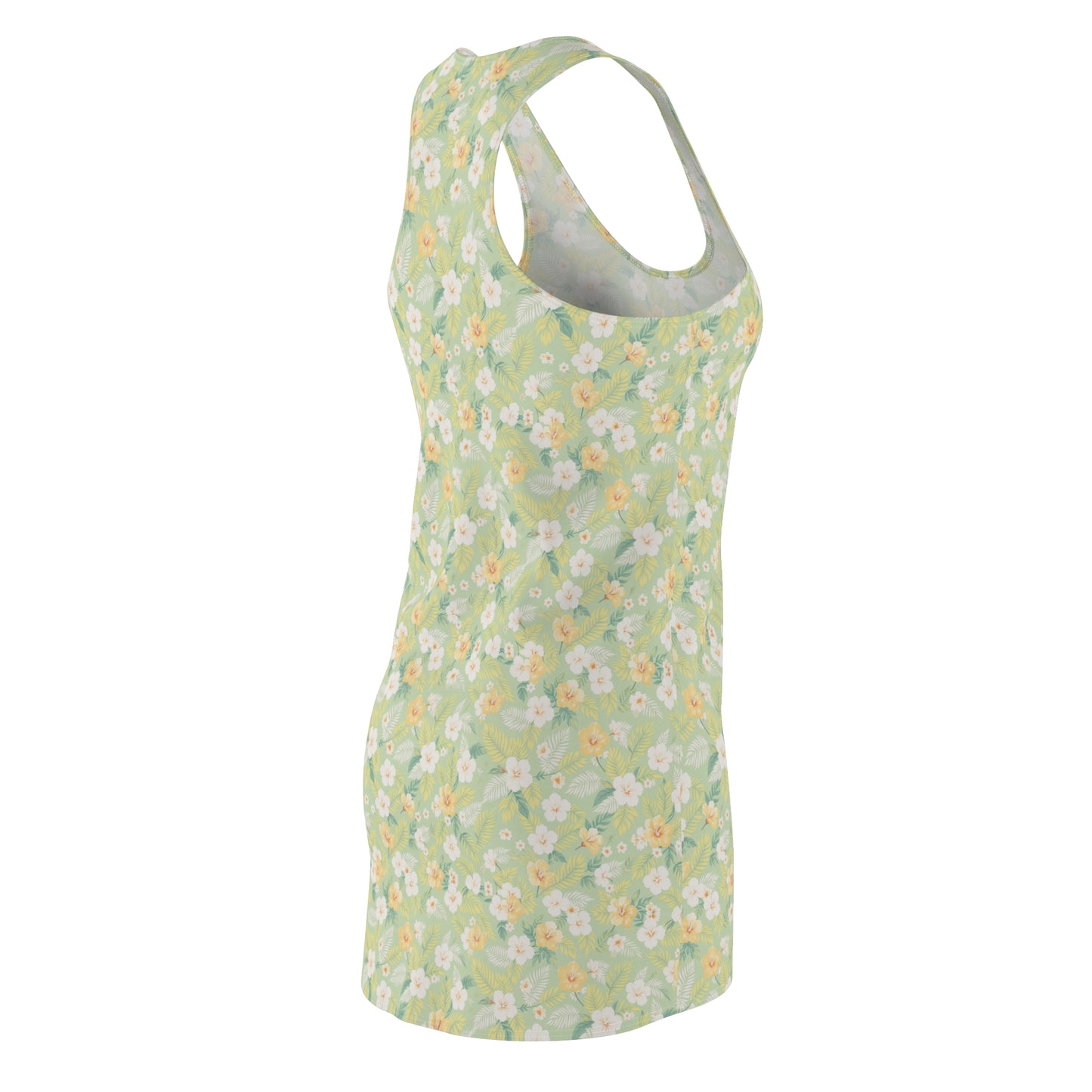 Elwood's Signature Light Green Hawaiian Floral Print Women's Racerback Dress