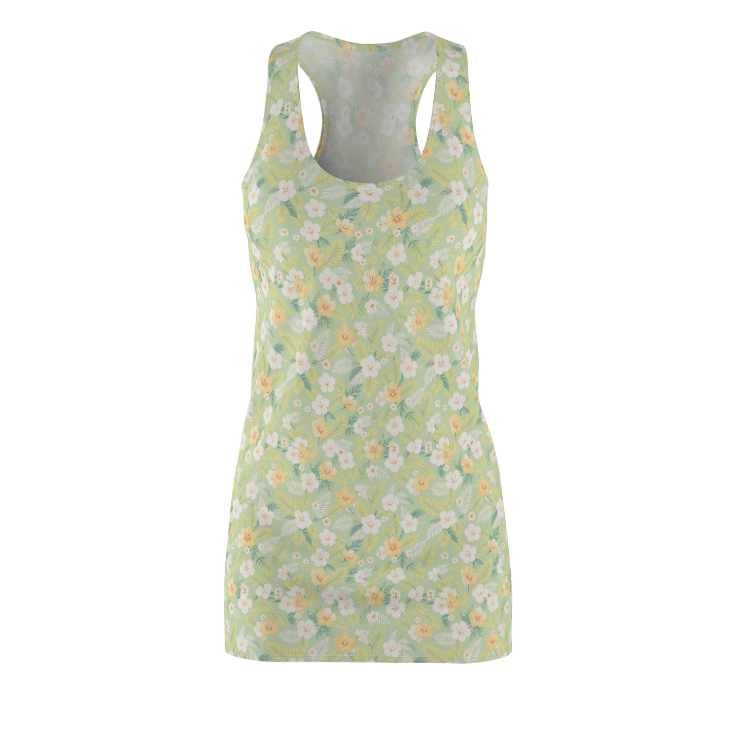 Elwood's Signature Light Green Hawaiian Floral Print Women's Racerback Dress