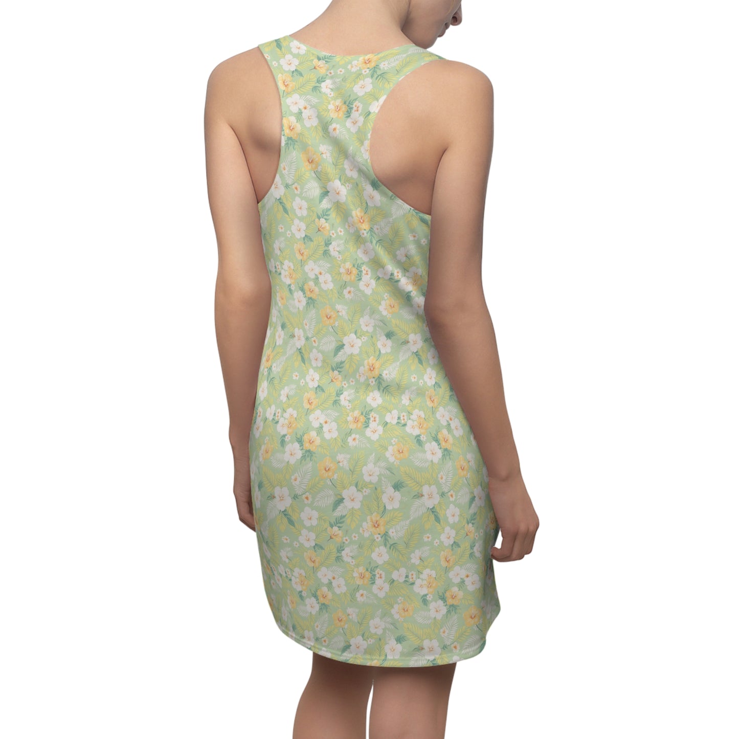 Elwood's Signature Light Green Hawaiian Floral Print Women's Racerback Dress