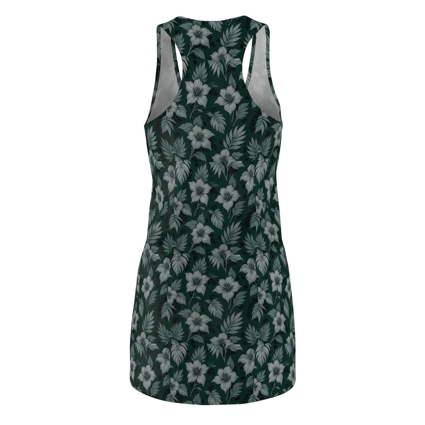 Elwood's Signature Dark Green Hawaiian Floral Racerback Dress for Summer Fun