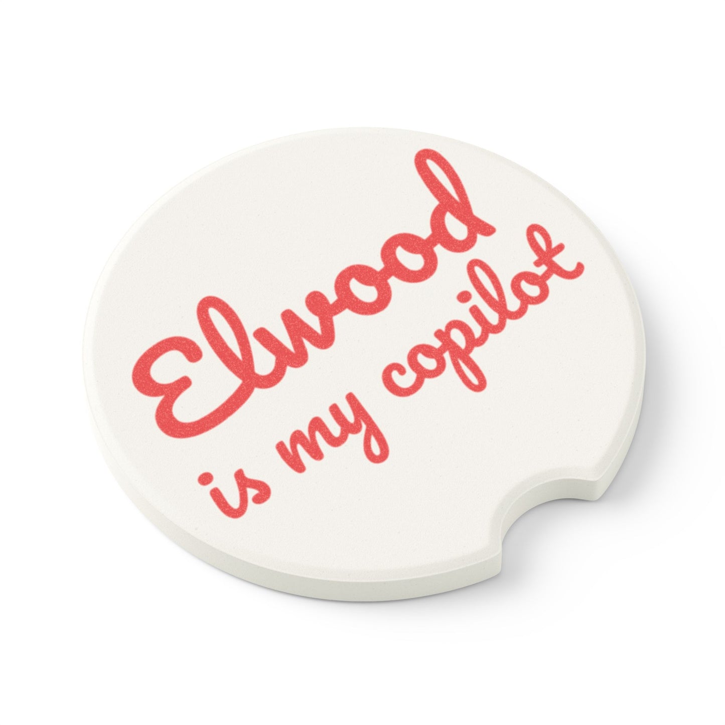 Elwood is my Copilot Soapstone Car Coaster - Fun Car Accessory, Unique Gift, Perfect for Road Trips, Dad Gifts, Auto Decor