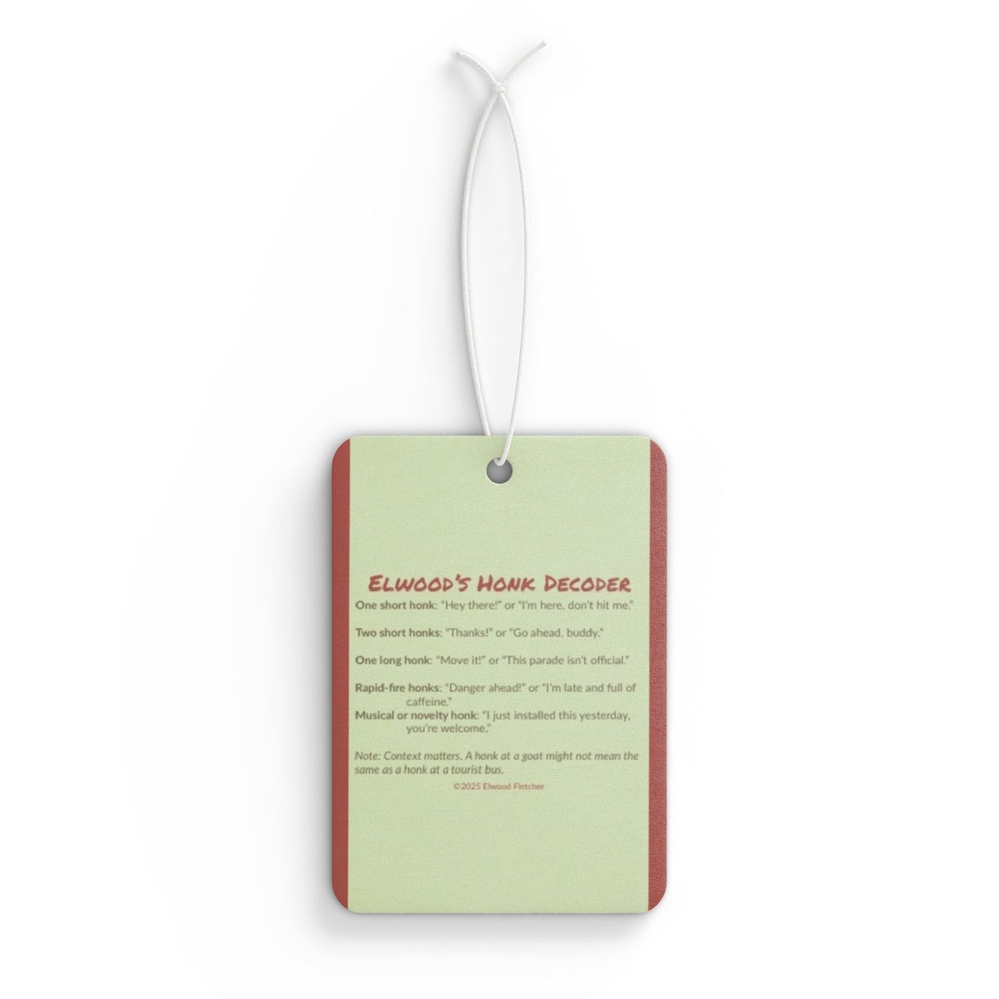 Elwood's Honk Decoder Car Air Freshener
