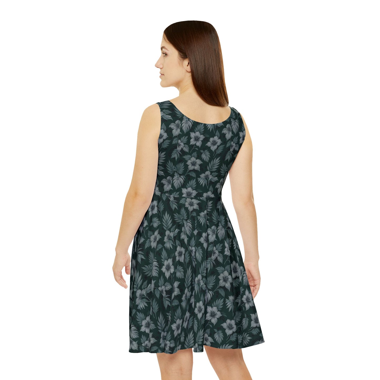 Elwood's Signature Dark Green Hawaiian Floral Skater Dress
