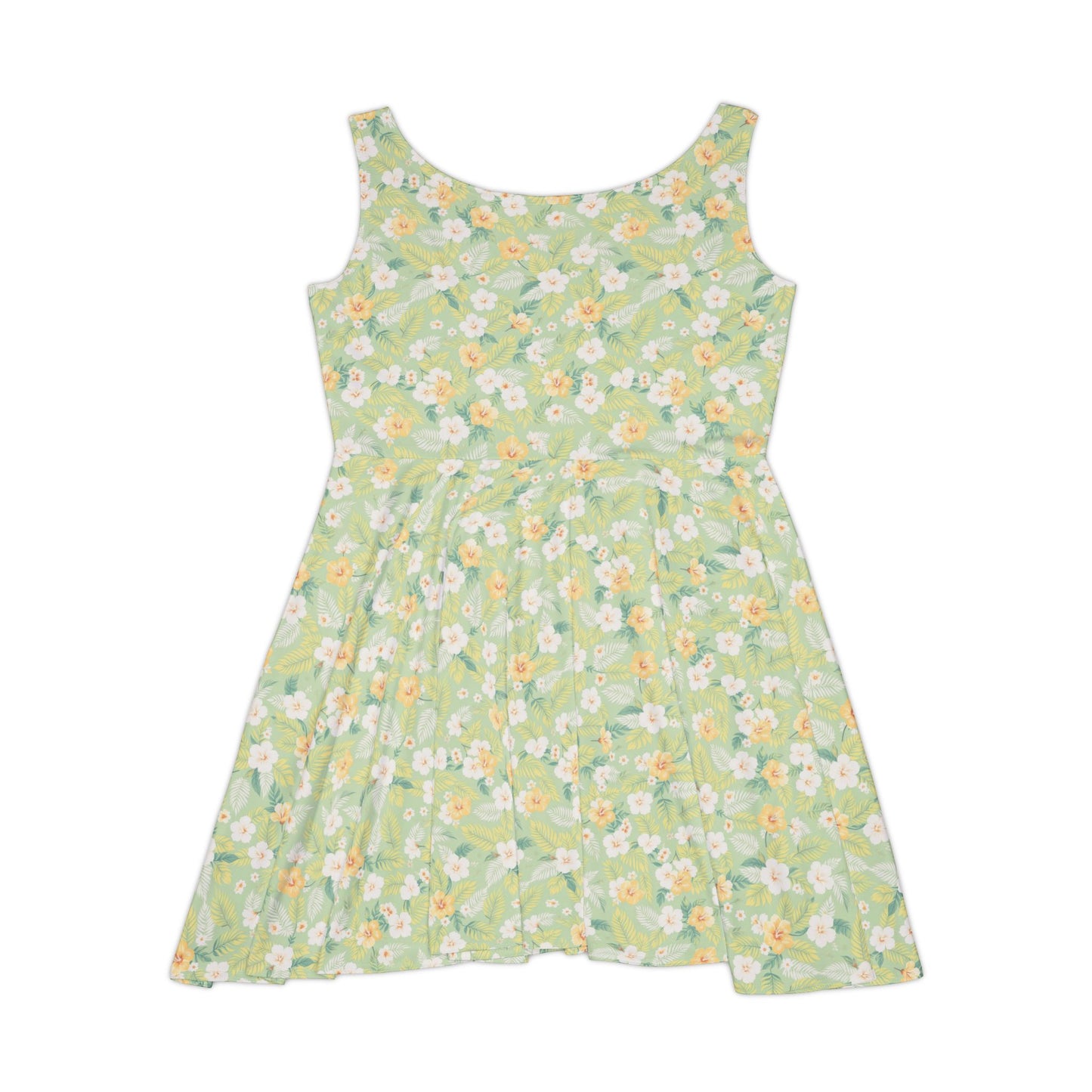 Elwood's Signature Light Green Hawaiian Floral Print Women's Skater Dress