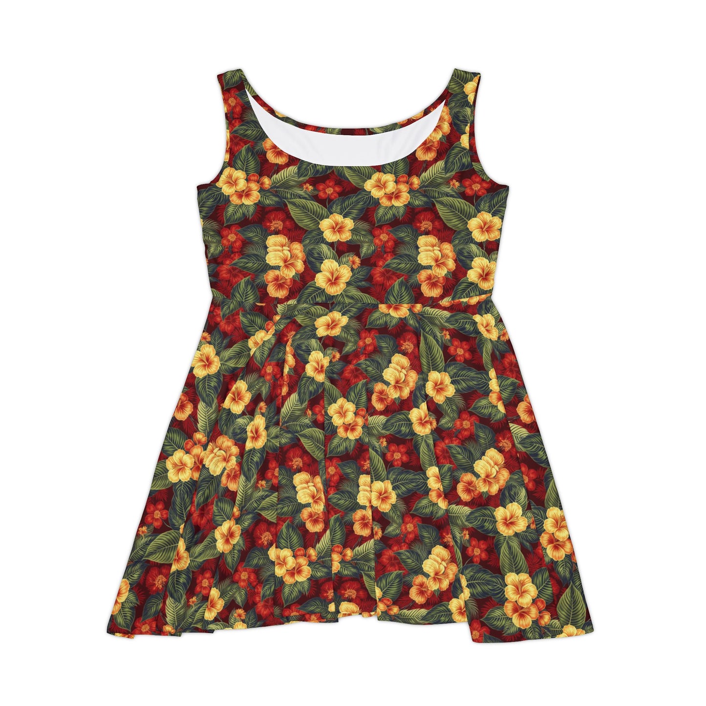 Elwood's Signature Red Hawaiian Floral Print Skater Dress