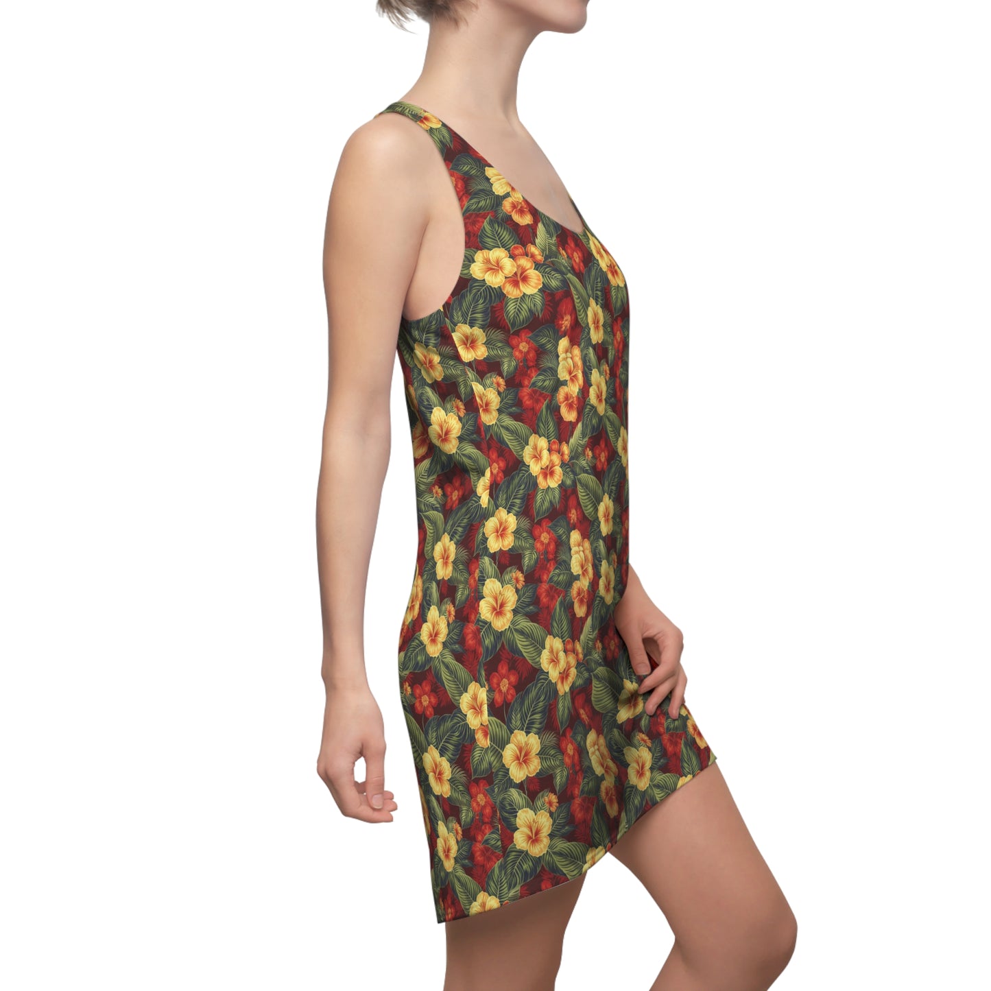 Elwood's Signature Red Hawaiian Floral Print Racerback Dress