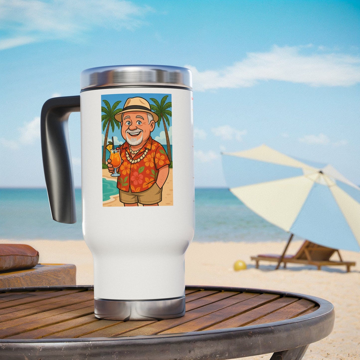 Elwood's Driving Survival Checklist Travel Mug | 14oz Stainless Steel Coffee Cup, Beach Lover Gift, Summer Vibes, Vacation Essentials, Fun Designs