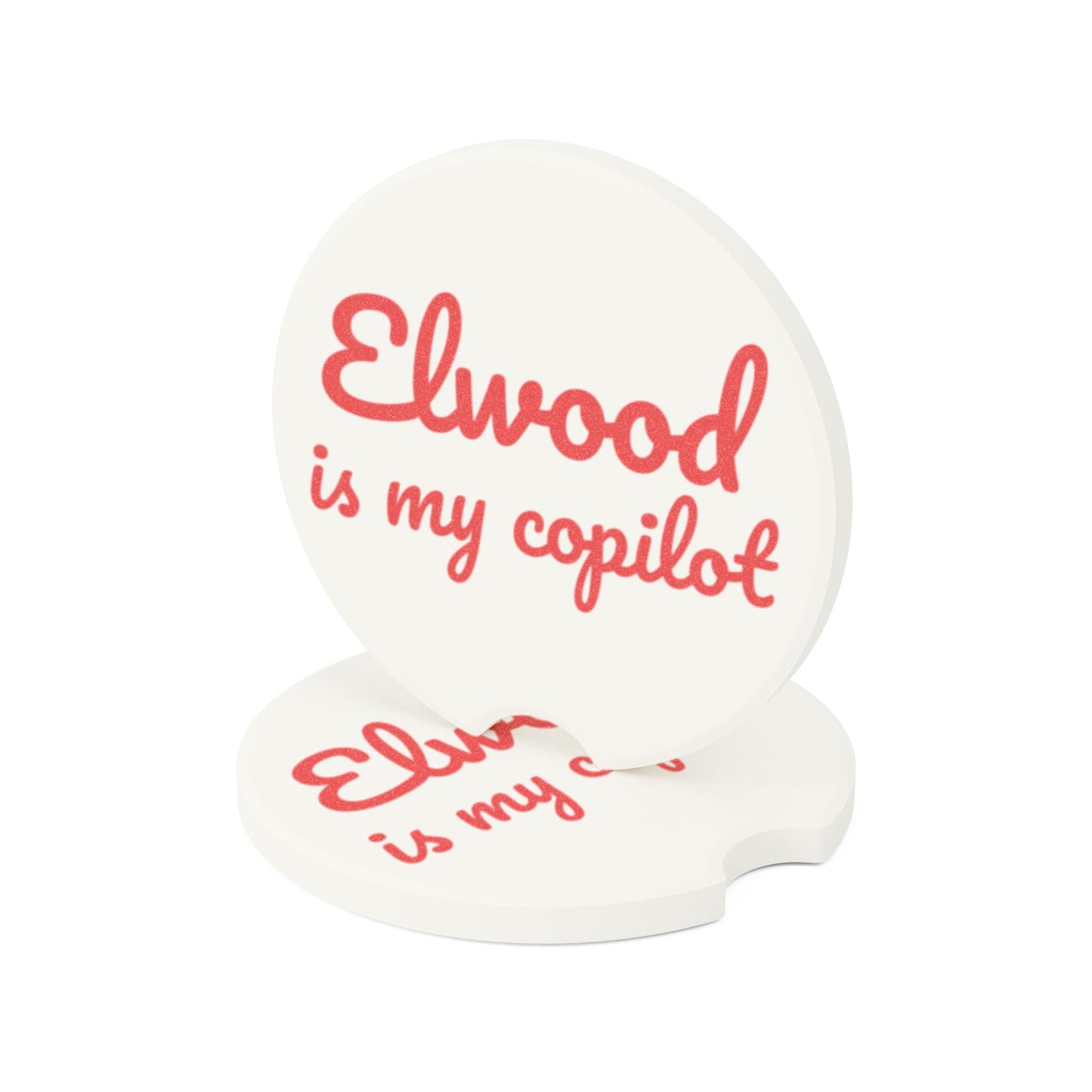 Elwood is my Copilot Soapstone Car Coaster - Fun Car Accessory, Unique Gift, Perfect for Road Trips, Dad Gifts, Auto Decor