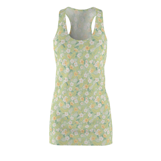 Elwood's Signature Light Green Hawaiian Floral Print Women's Racerback Dress