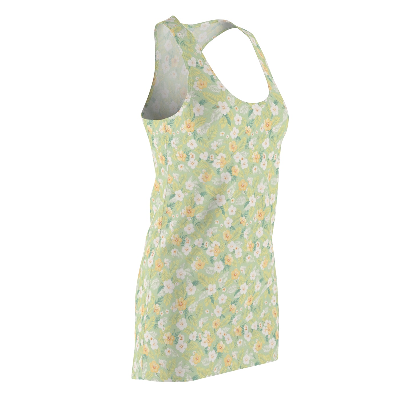 Elwood's Signature Light Green Hawaiian Floral Print Women's Racerback Dress