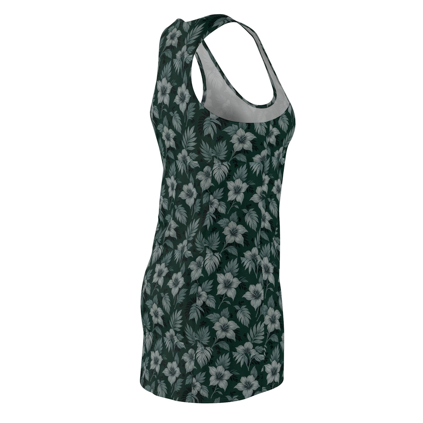 Elwood's Signature Dark Green Hawaiian Floral Racerback Dress for Summer Fun