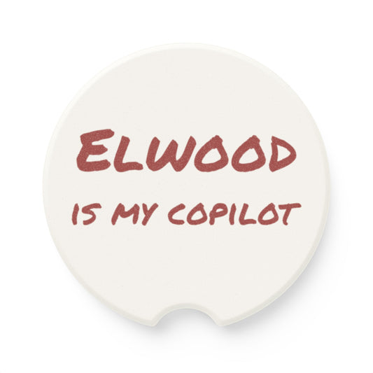 Elwood is my Copilot New Design Soapstone Car Coaster - Fun Car Accessory, Unique Gift, Perfect for Road Trips, Dad Gifts, Auto Decor