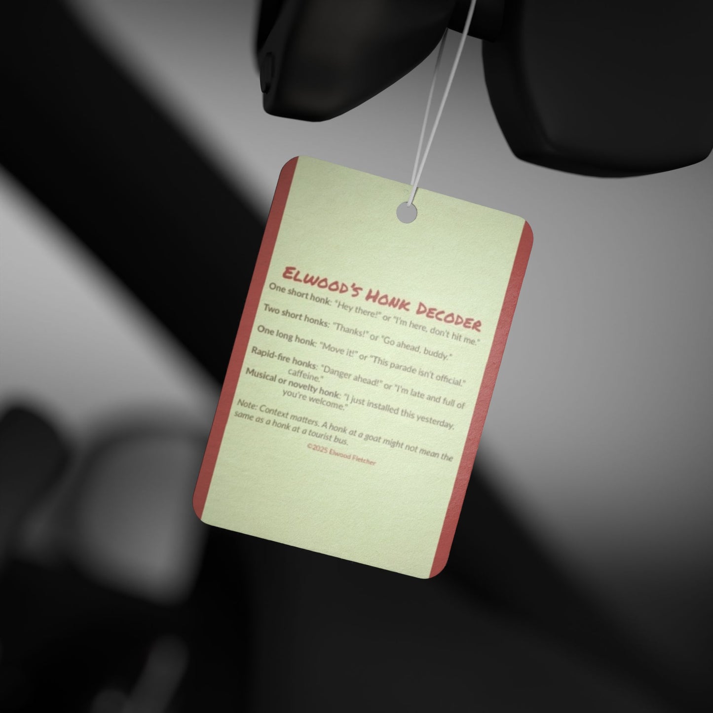 Elwood's Honk Decoder Car Air Freshener