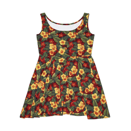 Elwood's Signature Red Hawaiian Floral Print Skater Dress
